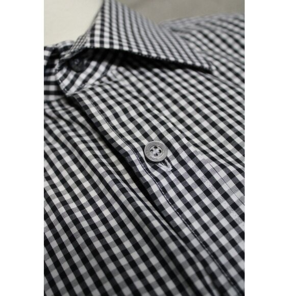PAUL SMITH SZ 17.5 French Cuff Black & White Checkered Cotton Men's Shirt - Picture 1 of 7
